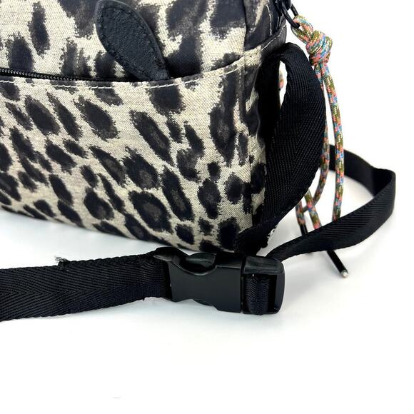 Rebecca Minkoff Downtown Nylon Camera Bag Leopard Print Crossbody Gray Black NEW - Picture 5 of 12